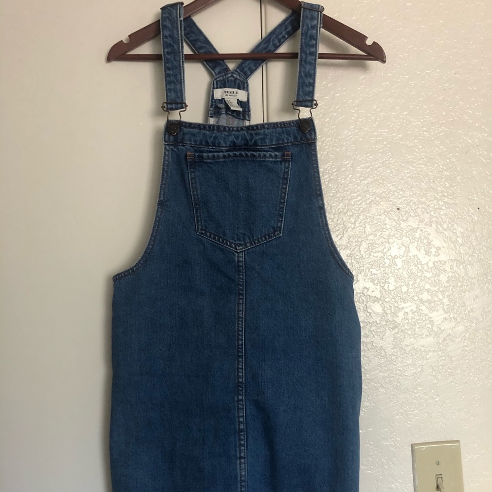 F21 denim overall dress